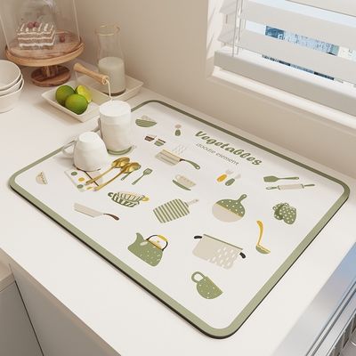 Customized Logo Acceptable Stocked Dish Mat Absorbent Diatomite Kitchen Counter Dry Pad